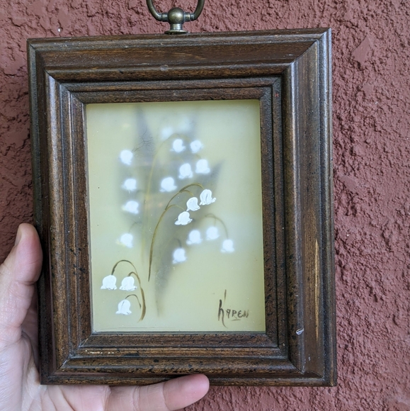 Vintage Lily of the Valley Painted Picture